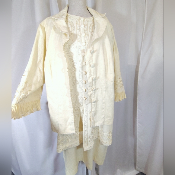 karin stevens Dresses & Skirts - 2 Pc:Vintage Karen Stevens Midi Dress+Plaza South 3/4 Sleeve Jacket, Yellow, 14